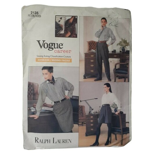 Vogue 2135 Career Pattern Designer Ralph Lauren Couture Trousers Skirt Shorts - Picture 1 of 4